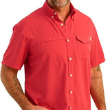 HUK Men's Tide Point Solid Short Sleeve Shirt, Fishing Button Down