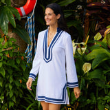 Cabana Life Women's Terry Tunic Long Sleeve Dress, UPF 50+, Sun Protective Cover-Up, Cotton/Poly Terry Cloth