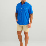 HUK Men's Tide Point Solid Short Sleeve Shirt, Fishing Button Down