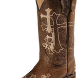 Corral Women's L-5042 Brown & Cross Embroidery Square Toe Western Boots