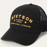 Stetson Embroidered American Legend Since 1865 Trucker Hat Black/Gold Cap