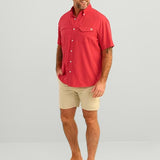 HUK Men's Tide Point Solid Short Sleeve Shirt, Fishing Button Down
