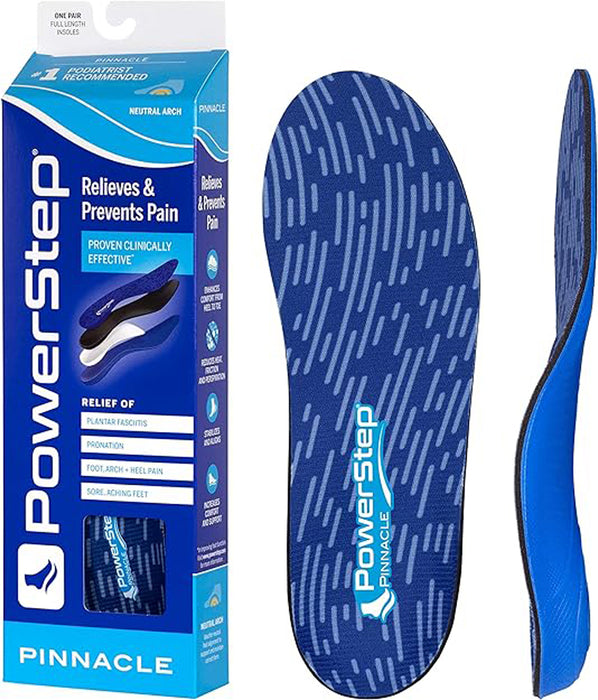 PowerStep Pinnacle Full Length Arch Support Orthotic Insoles for Shoes
