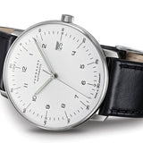 Junghans Men's Max Bill Automatic White Dial Black Leather Strap Analog Watch 27/4700.02