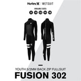 Hurley Youth Fusion 302 Black Back Zip Size 12 Fullbody Wetsuit