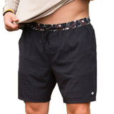 Burlebo Men's Athletic Workout Shorts With Built-in Liner (Heather Black - Throwback Camo)