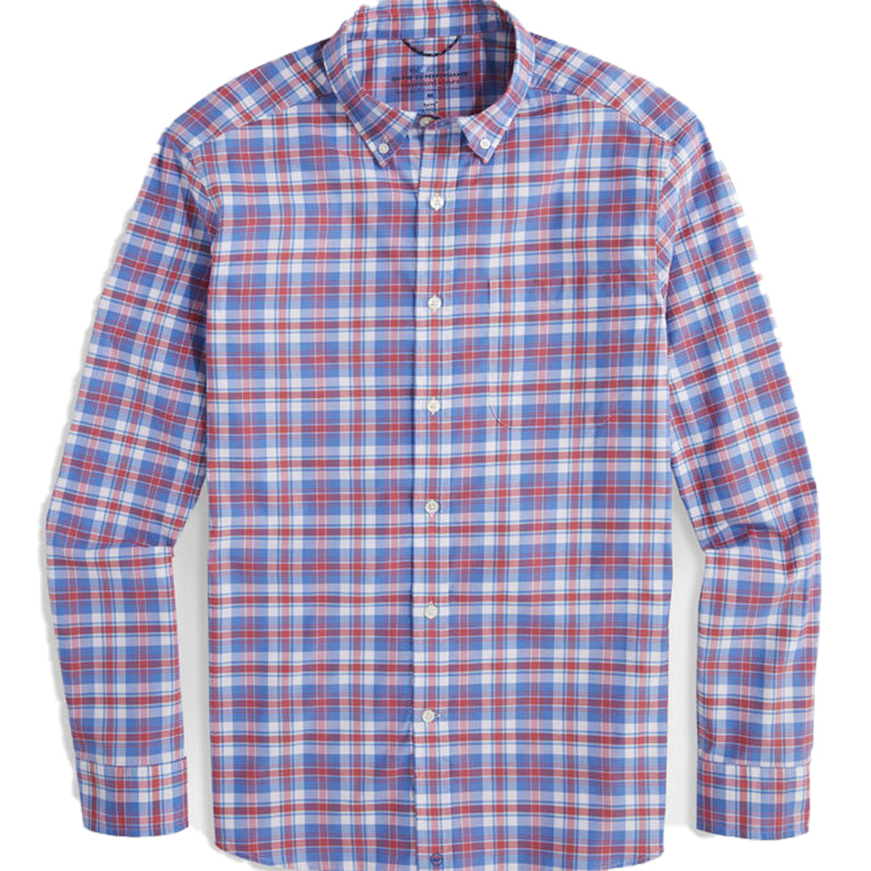 Vineyard Vines Men's Plaid On-The-Go brr Performance Button Down Long Sleeve Shirt