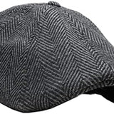 Boston Scally Co. The Peaky Grey Herringbone Newsboy Flat Cap Fitted Hat