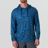 Burlebo Men's Long Sleeve Hoodie Sweatshirt (Navy Tiger Stripe Camo)