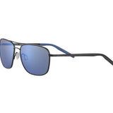 Serengeti Spello Men's Sunglasses (Matte Black with Black Temples and Blue Inside Temple Tips, Medium)