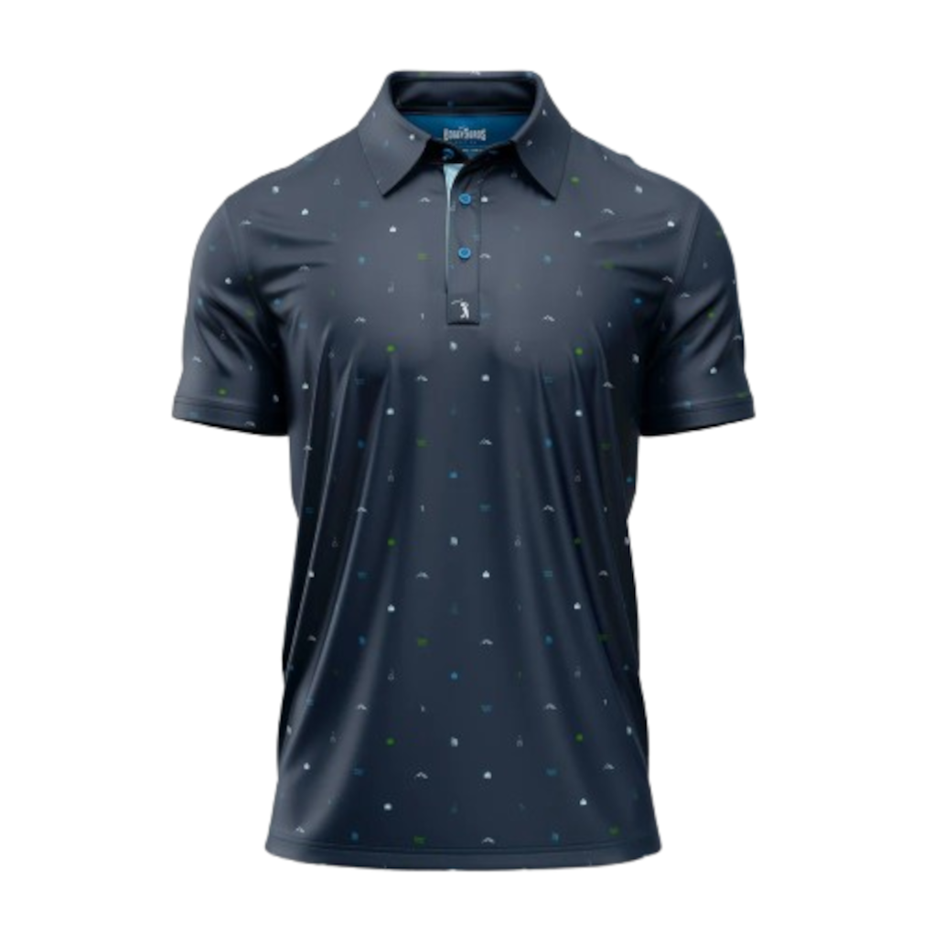 Bogey Bros Men's 4 Way Stretch Short Sleeve Golf Polo Shirt (Mixed, Pine)