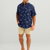 HUK Men's Tide Point Printed Short Sleeve Shirt, Fishing Button Down