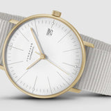 Junghans Max Bill Kleine Automatic Gold Case and White Dial White Strap Analog Watch 27/7006.02