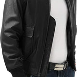 Landing Leathers Men's USA Navy G-1 Leather Full-Zip Flight Bomber Jacket