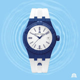 Maurice Lacroix AIKON Tide Blue White Rubber 40mm Swiss Quartz Watch AI2008-BBB11-300-0