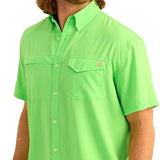 HUK Men's Tide Point Solid Short Sleeve Shirt, Fishing Button Down