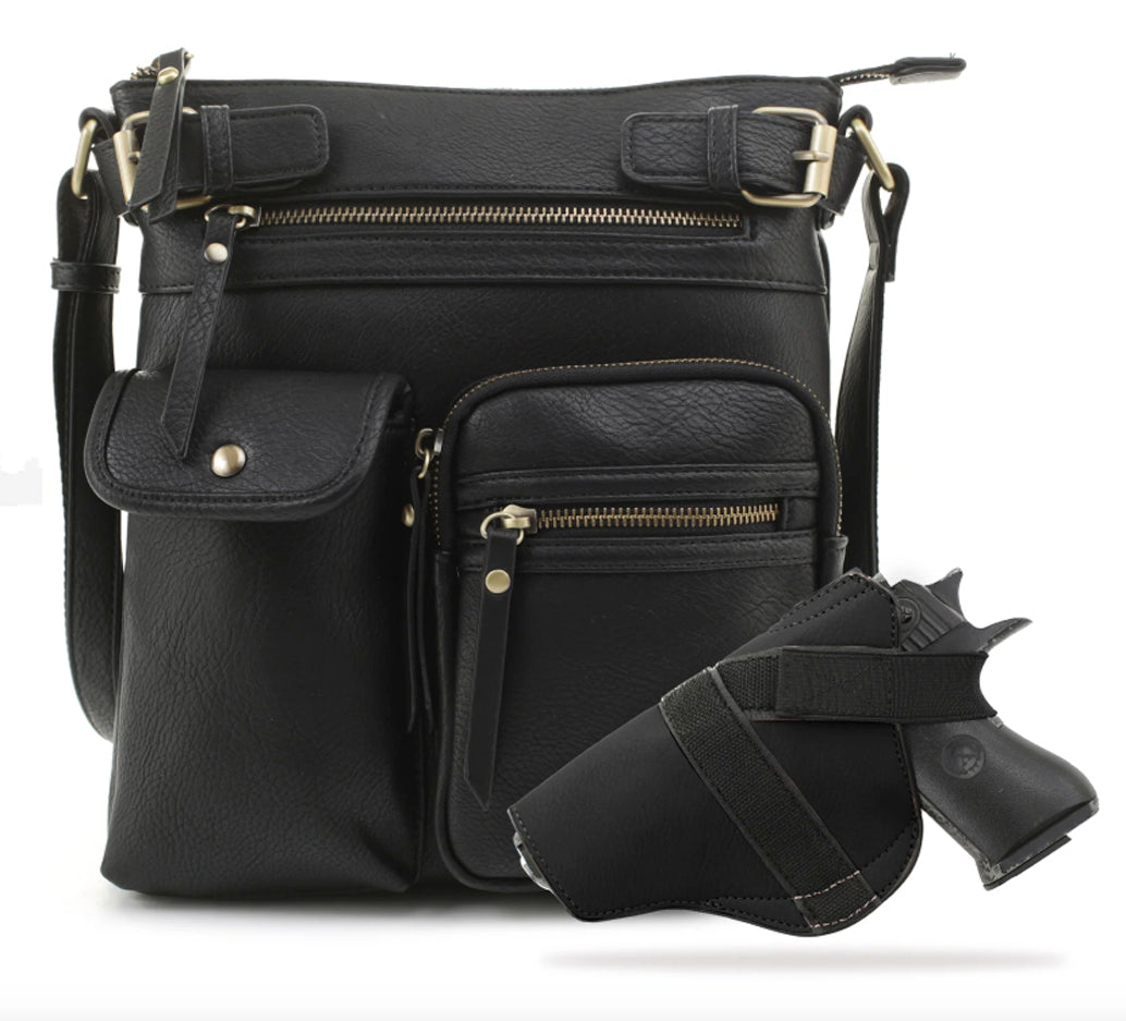 JESSIE & JAMES Robin Multipocket Concealed Carry Crossbody Bag with Lock and Key