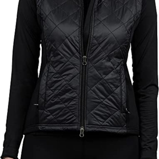 Kastel Denmark Women's Lightweight Sleeveless Quilted Puffer Vest | Full Zip Solid Color with Zipper Pockets and Stand Collar