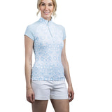 Kastel Denmark Women's Lightweight Cap Sleeve Sun Shirt | Quarter Zip Athletic Tops | UPF 30+ Protection