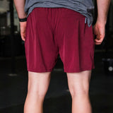 Burlebo Men's Athletic Workout Shorts With Built-in Liner (Maroon - White Camo)