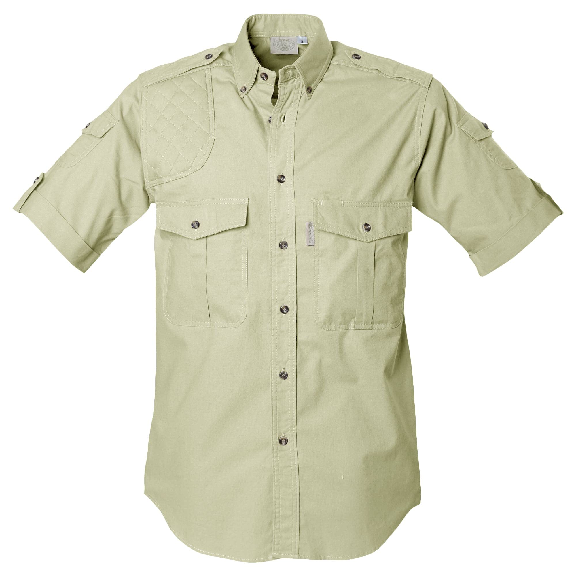 Tag Safari Shooter Shirt for Men Short Sleeve, 100% Cotton, Sun Protection for Outdoor Adventures