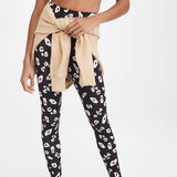 Onzie High Rise Black White Leopard Large Midi Leggings