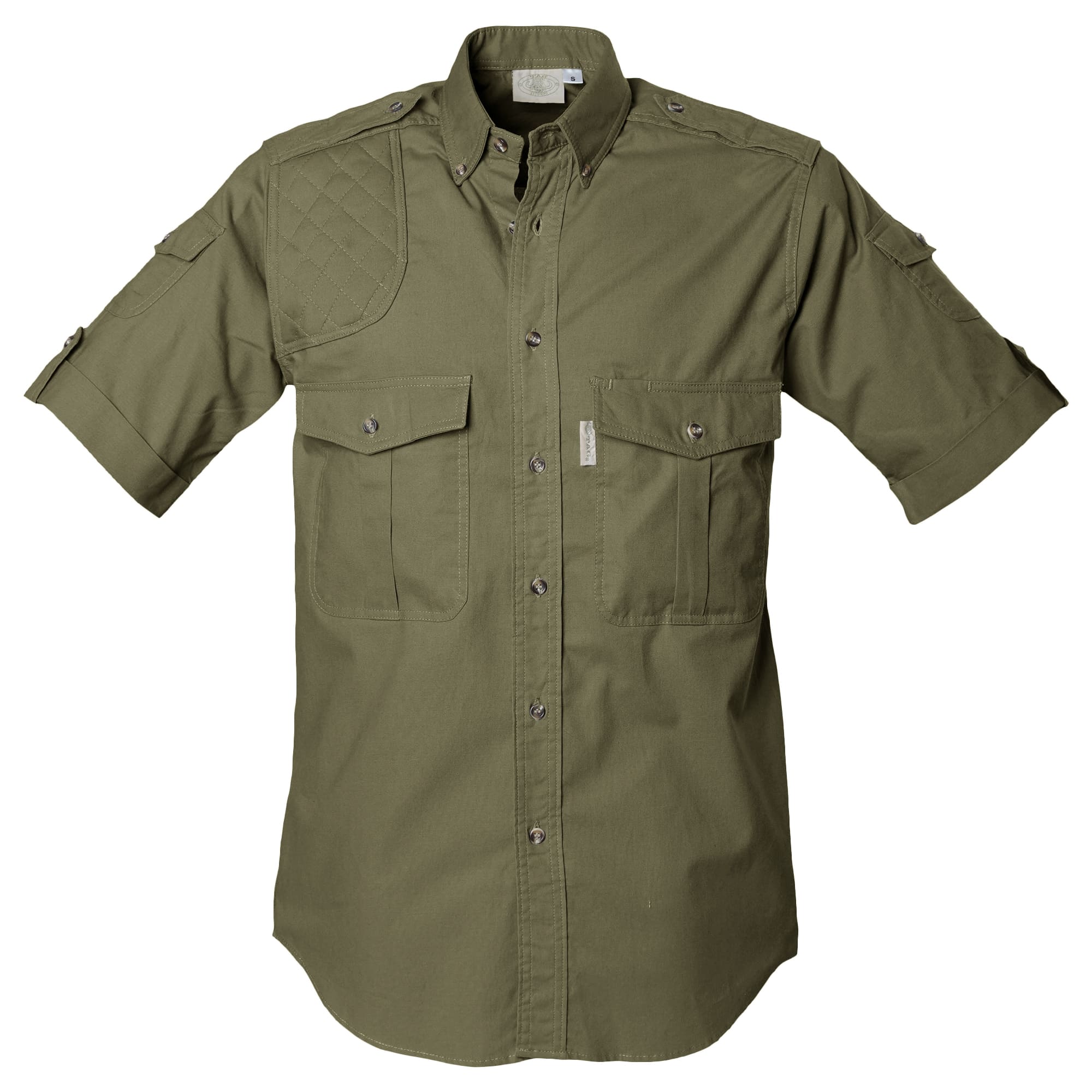 Tag Safari Shooter Shirt for Men Short Sleeve, 100% Cotton, Sun Protection for Outdoor Adventures