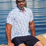 White Water Burgee Print Polo Breathable Short Sleeve Shirt - Sports by Sager