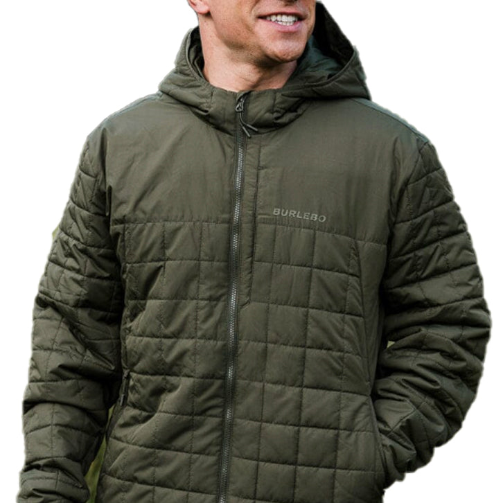 Burlebo Men's Horizontal Quilted Insulated Puffer Jacket with Hood