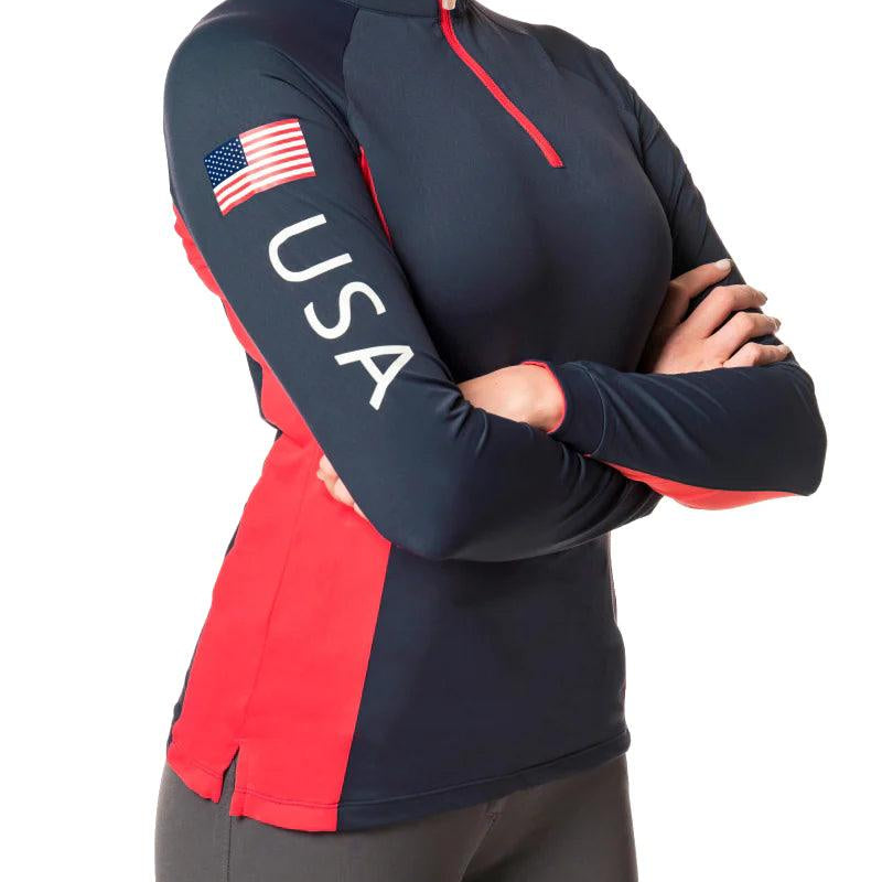 Kastel Denmark Women's Lightweight Crewneck Sun Shirt | 1/4 Zip Athletic Tops | UPF 30+ Protection