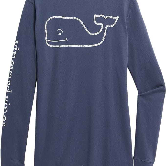 vineyard vines Women's Long-Sleeve Vintage Whale Pocket T-Shirt