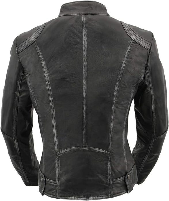 Milwaukee Leather Women's SFL2830 Black Sheepskin Leather Motorcycle Jacket