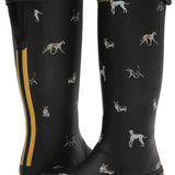 Joules Women's Welly Print Black Dog Size 7 Knee High Rain Boot