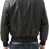 Landing Leathers Men's USA Navy G-1 Leather Full-Zip Flight Bomber Jacket