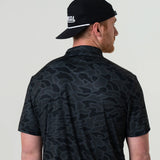 Burlebo Men's Performance Short Sleeve Polo Golf Shirt (Black Camo)