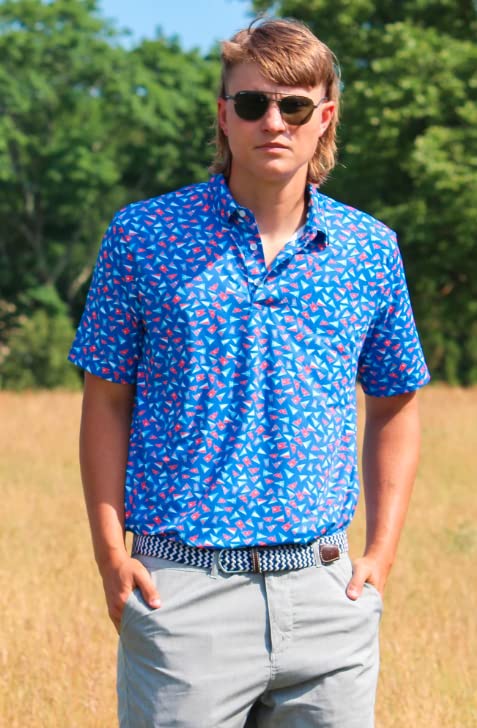 White Water Burgee Print Polo Breathable Short Sleeve Shirt - Sports by Sager