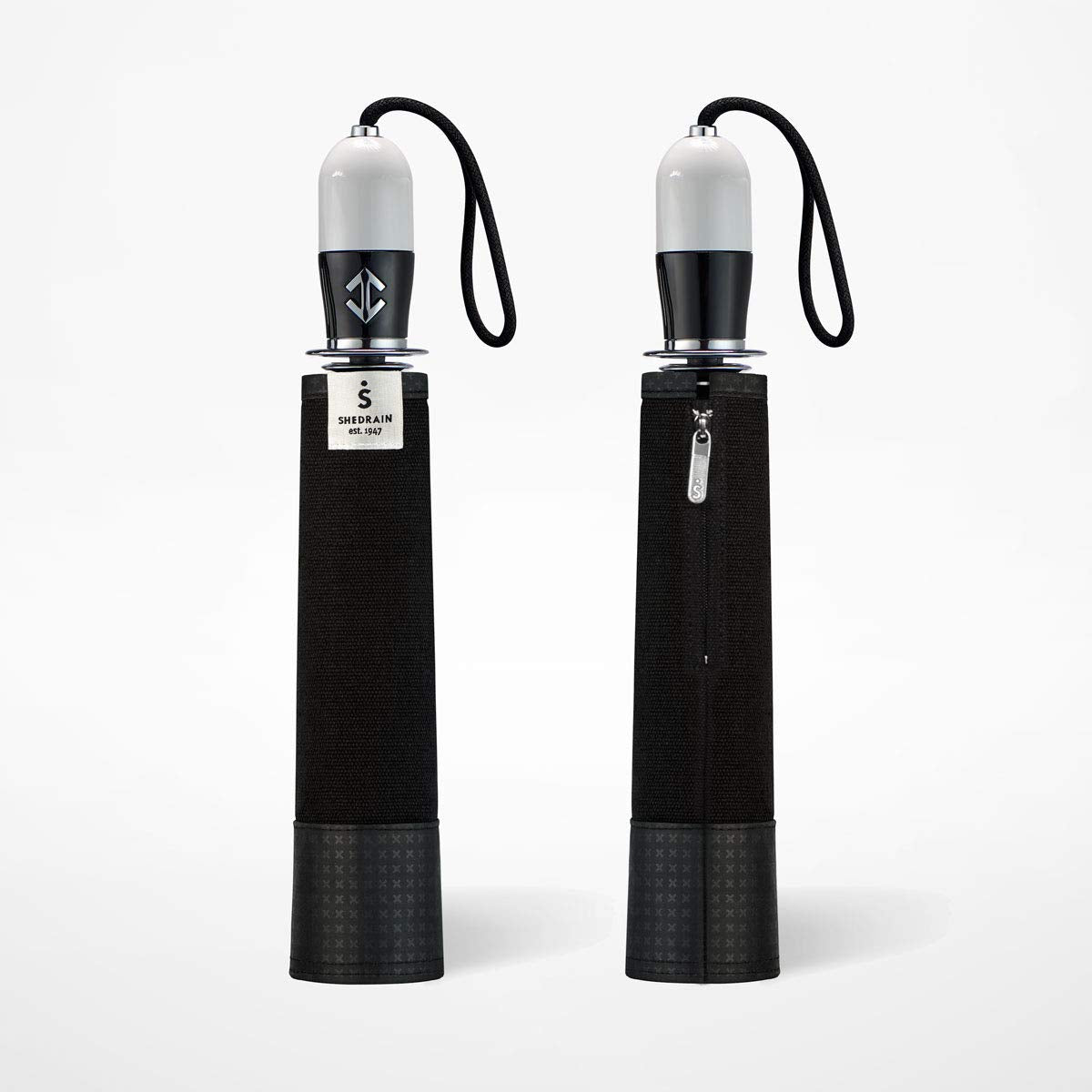 The Indestructible Umbrella Blk Dualmatic White/Blk Handle/Grip Compact Umbrella - Sports by Sager
