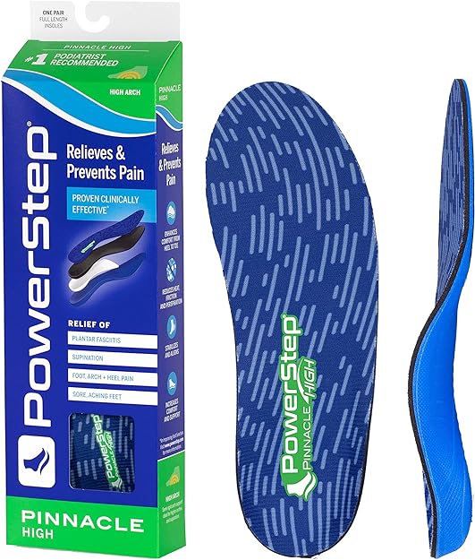 PowerStep Pinnacle High Arch Support Orthotic Insoles for Shoes