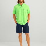HUK Men's Tide Point Solid Short Sleeve Shirt, Fishing Button Down