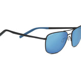 Serengeti Spello Men's Sunglasses (Matte Black with Black Temples and Blue Inside Temple Tips, Medium)