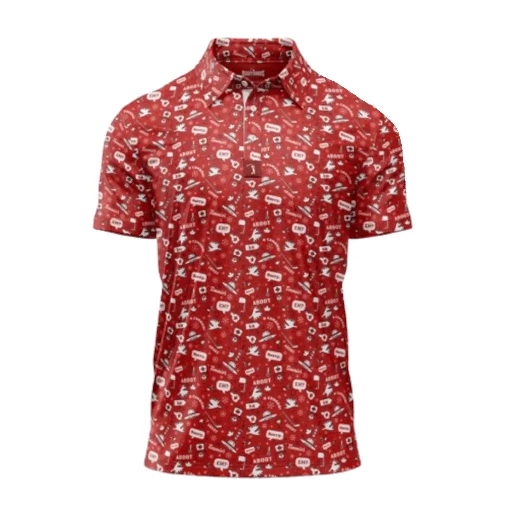 Bogey Bros Men's 4 Way Stretch Short Sleeve Golf Polo Shirt (Mixed, Oh Canada)