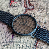 Slyk Dark Wood Black Stainless Steel Watch