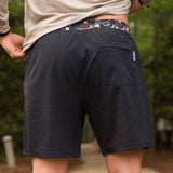 Burlebo Men's Athletic Workout Shorts With Built-in Liner (Heather Black - Throwback Camo)