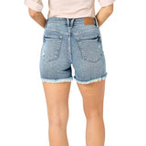 Judy Blue High Waist Button Fly Destroy Hi-Lo Hem Shorts