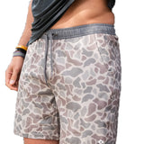Burlebo Men's Athletic Workout 5.5" Inseam Shorts With Built-in Liner (Classic Deer Camo - Grey )