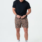 Burlebo Men's Athletic Workout Shorts With Built-in Liner (Gauge Camo)