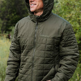 Burlebo Men's Horizontal Quilted Insulated Puffer Jacket with Hood