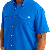 HUK Men's Tide Point Solid Short Sleeve Shirt, Fishing Button Down