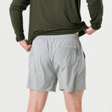 Burlebo Men's Athletic Workout Shorts With Built-in Liner (Light Grey - Aztec)