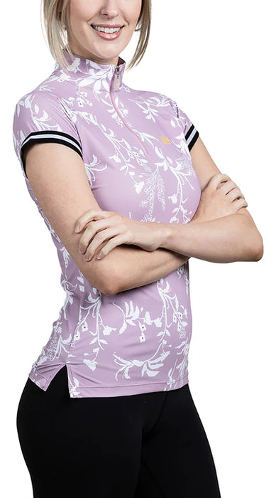 Kastel Denmark Women's Lightweight Cap Sleeve Sun Shirt | Quarter Zip Athletic Tops | UPF 30+ Protection